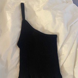 Zara One Shoulder Black Tank Top